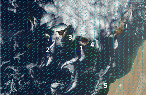 Photo Modis et Grib Arpege 0.1° superposés dans Adrena